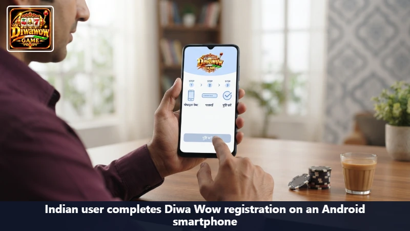 Indian user completes Diwa Wow registration on an Android smartphone